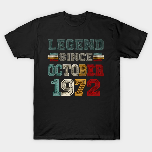 51 Years Old Legend Since October 1972 51st Birthday T-Shirt by Brodrick Arlette Store